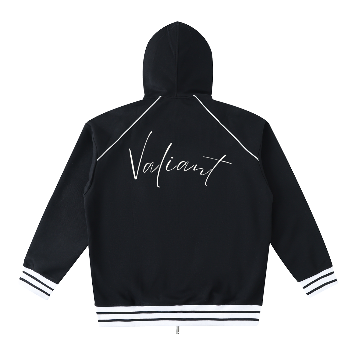 Striped Trim Zip-Up Hoodie