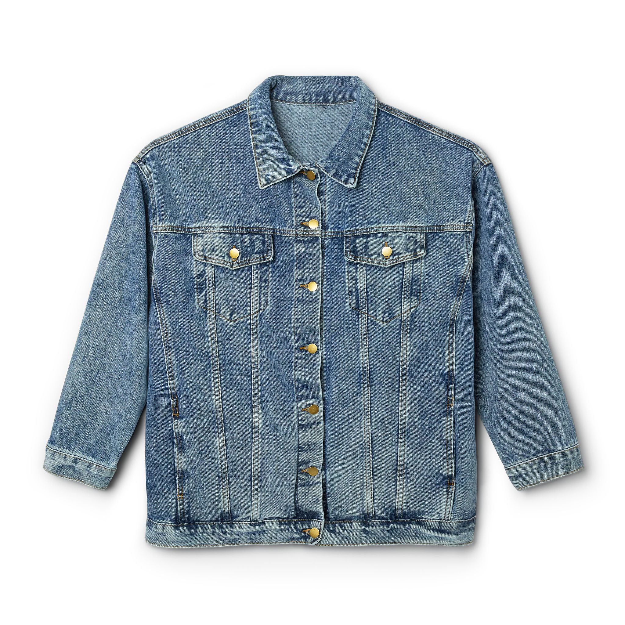 Women's Denim Jacket - 'Valiant' Script Back Graphic Jean Jacket