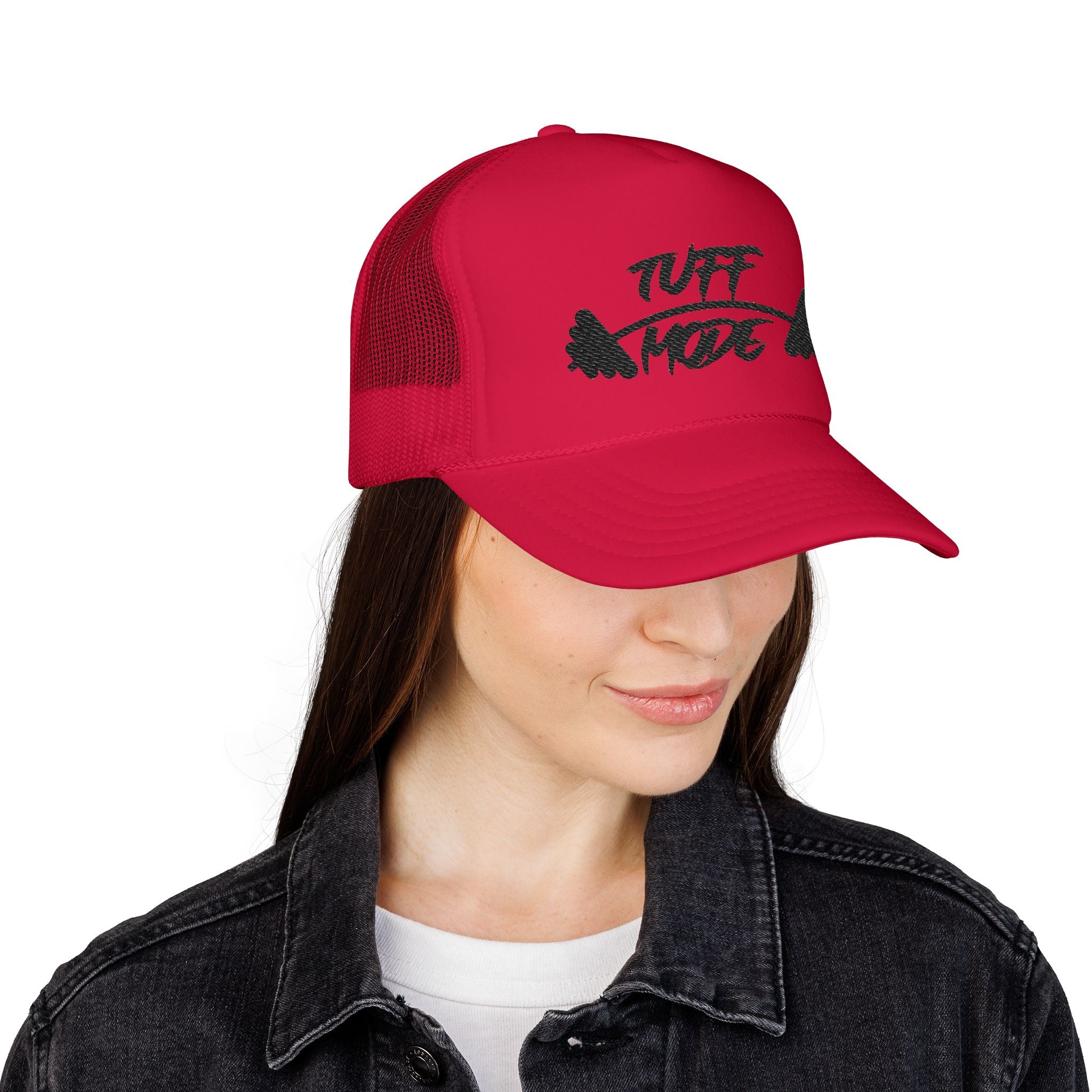 Tuff Mode Trucker Hat – Weightlifting Barbell Foam Mesh Cap