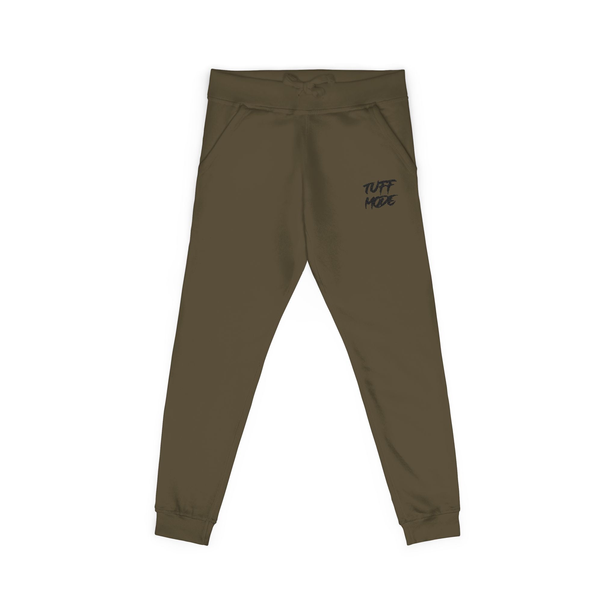 Embroidered 'Tuff Mode' Fleece Sweatpants — White Cozy Joggers