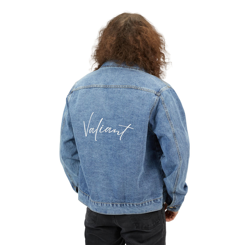 Denim Jacket — Embroidered 'Valiant' Back Logo Men's Jean Coat