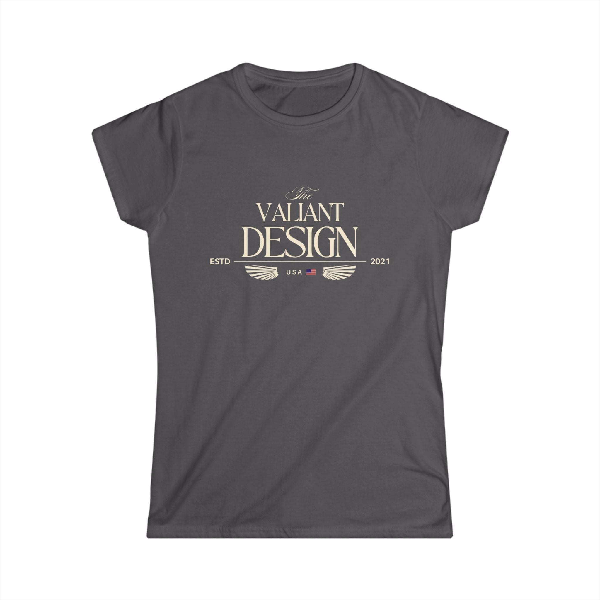 Valiant Design Women's Tee — Vintage Crest Logo Graphic Shirt