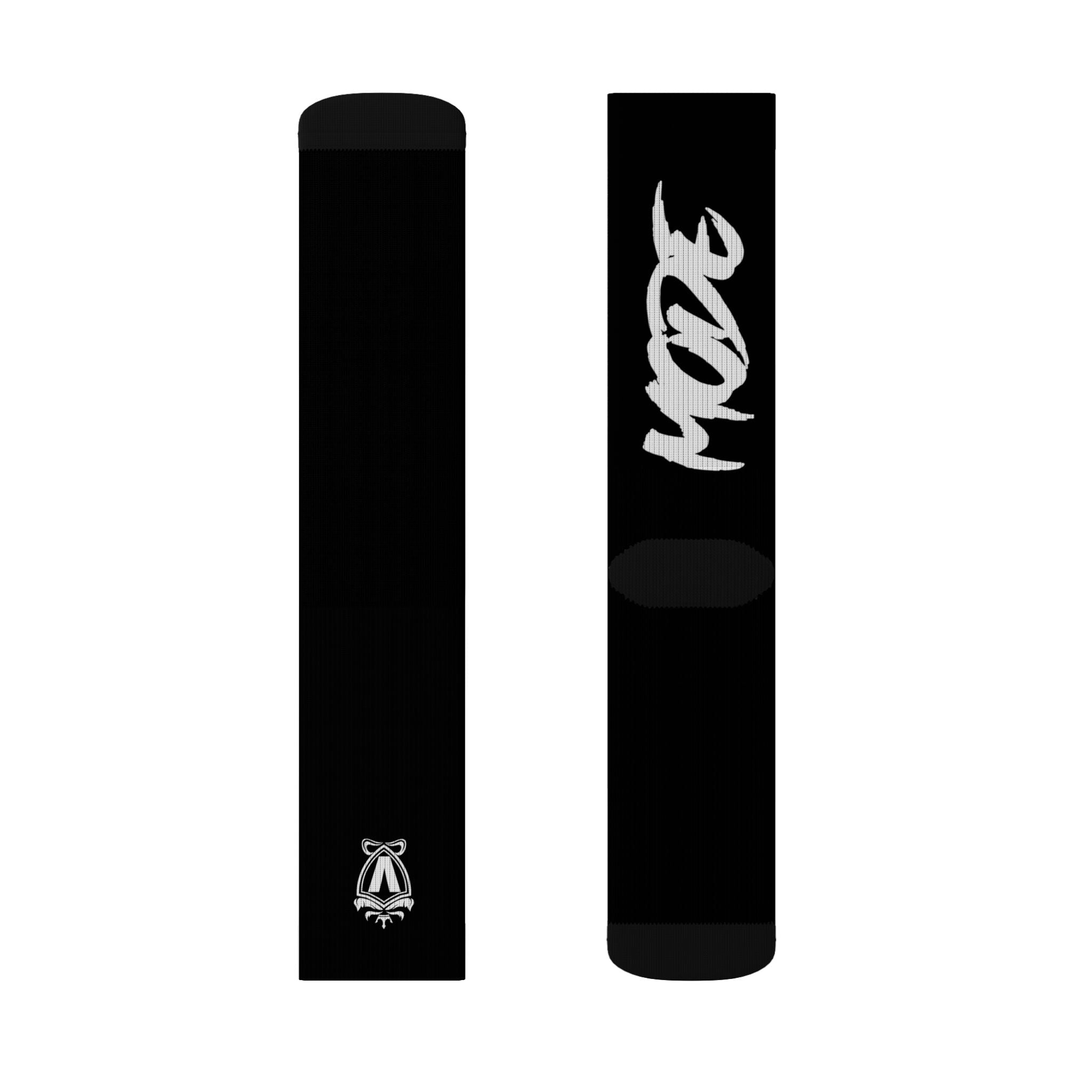 Black Sublimation Socks with White 'Tuff Mode' Script – Athletic Crew Socks