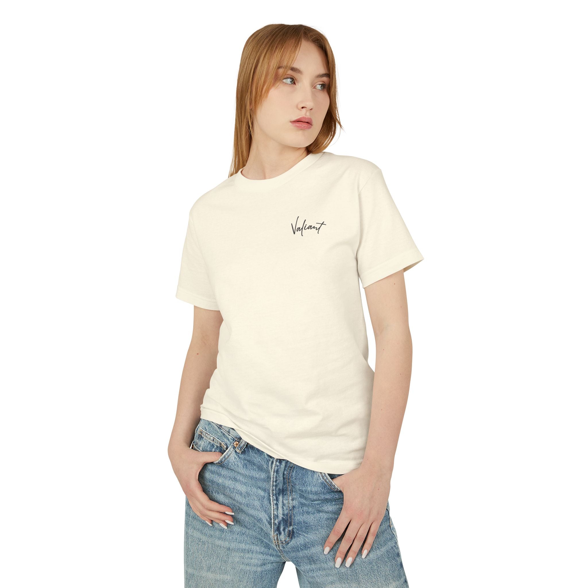 Signature Script Tee — Minimalist Chest Logo Cotton T‑Shirt