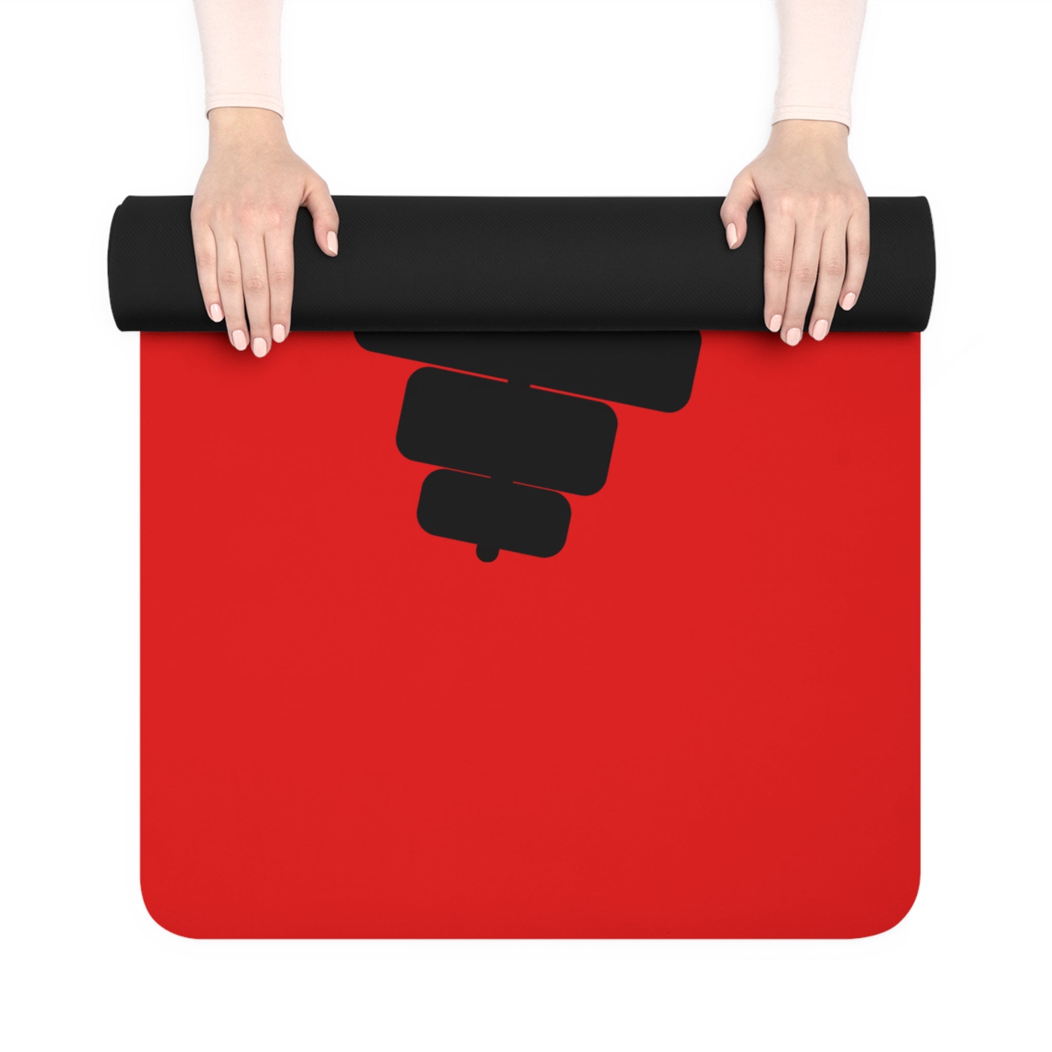 Rubber Yoga Mat — Bold Red 'Tuff Love' Barbell Fitness Mat
