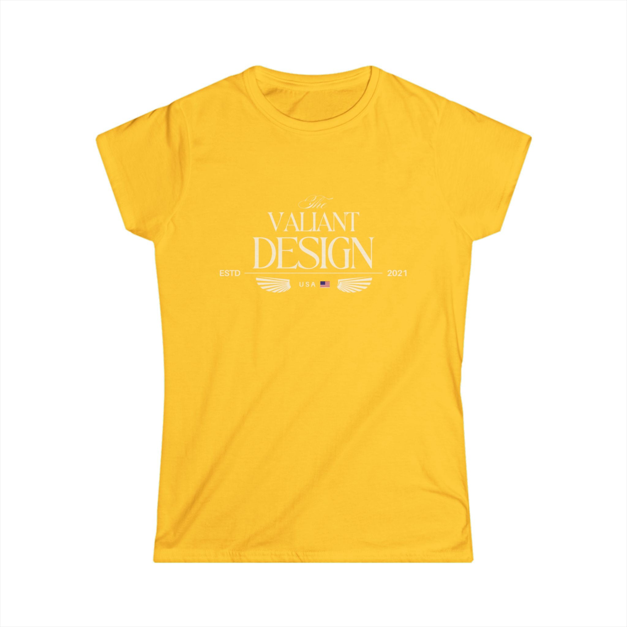 Valiant Design Women's Tee — Vintage Crest Logo Graphic Shirt