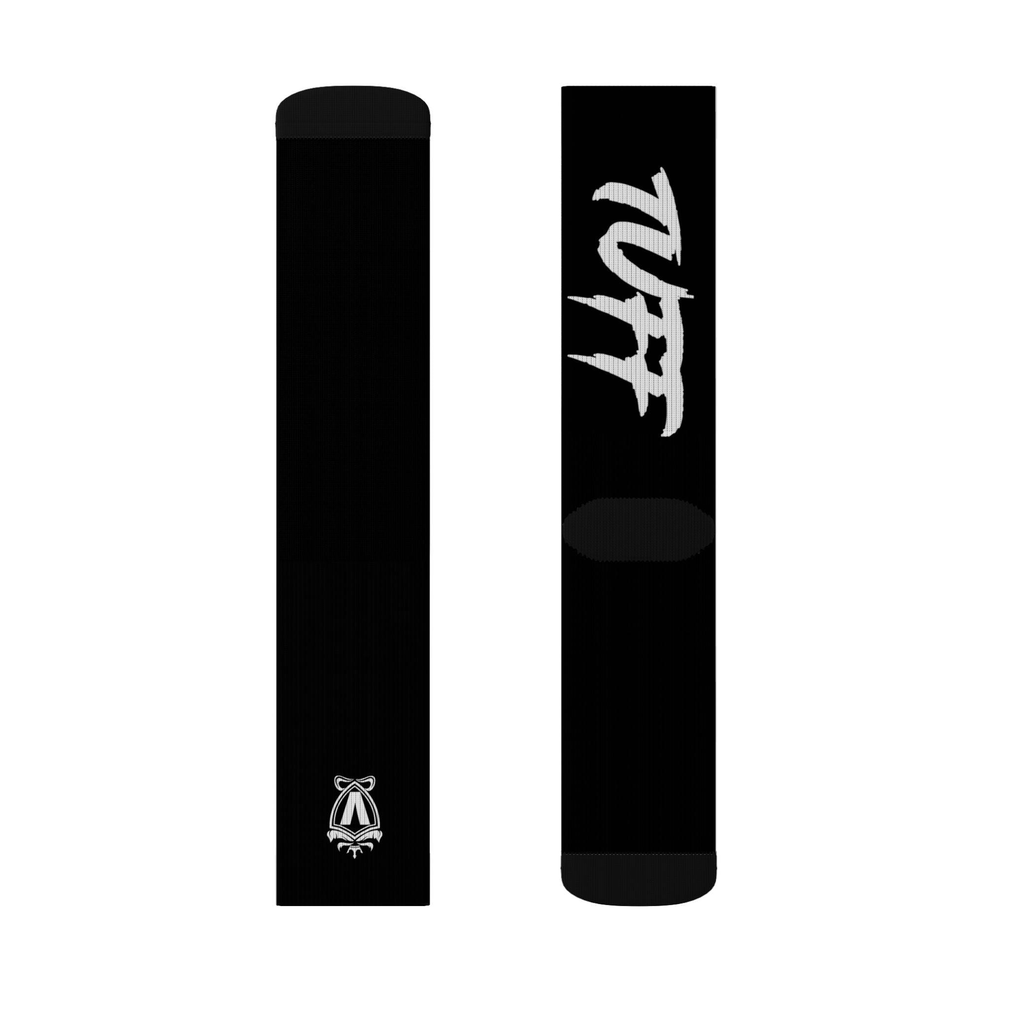 Black Sublimation Socks with White 'Tuff Mode' Script – Athletic Crew Socks