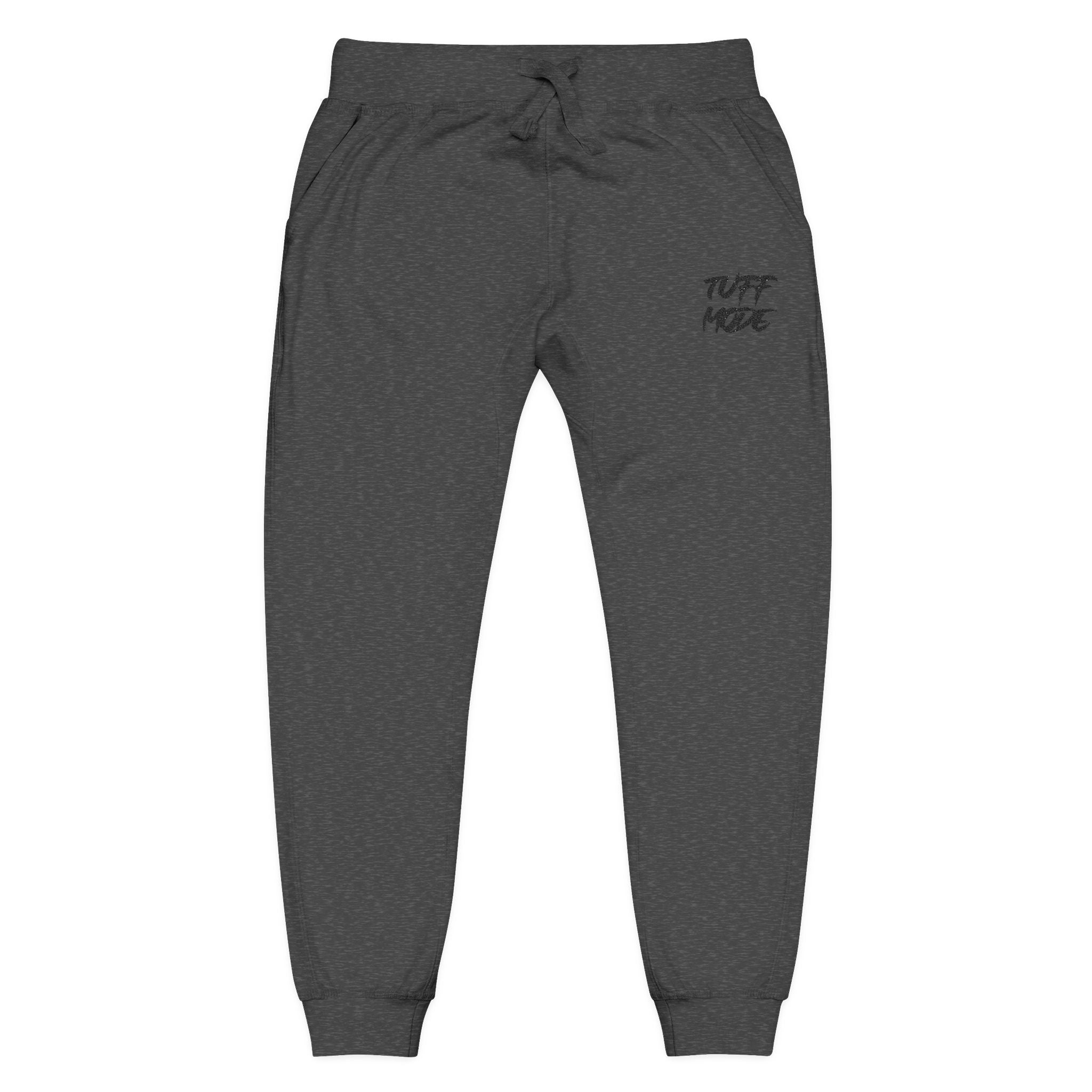 Embroidered 'Tuff Mode' Fleece Sweatpants — White Cozy Joggers