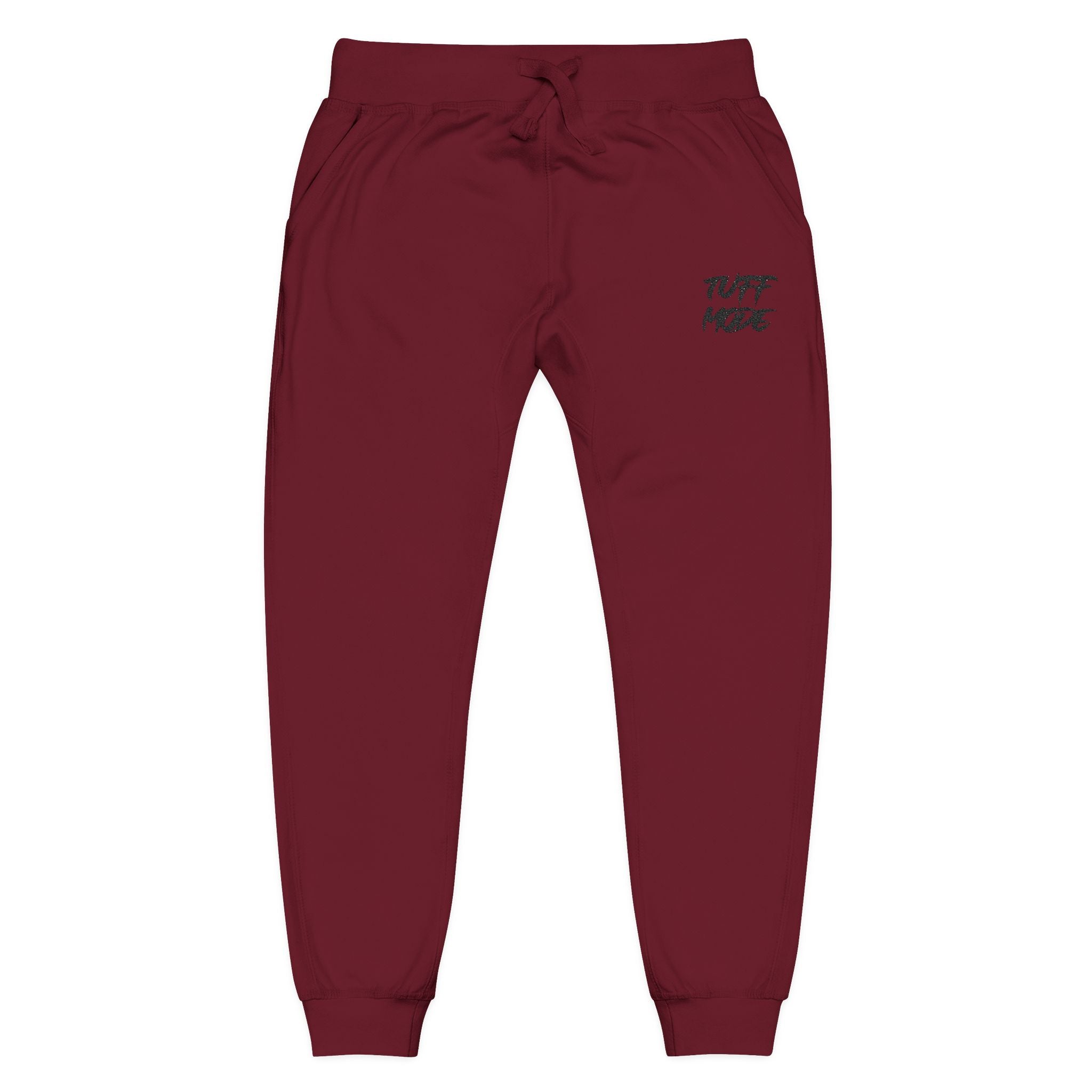 Embroidered 'Tuff Mode' Fleece Sweatpants — White Cozy Joggers