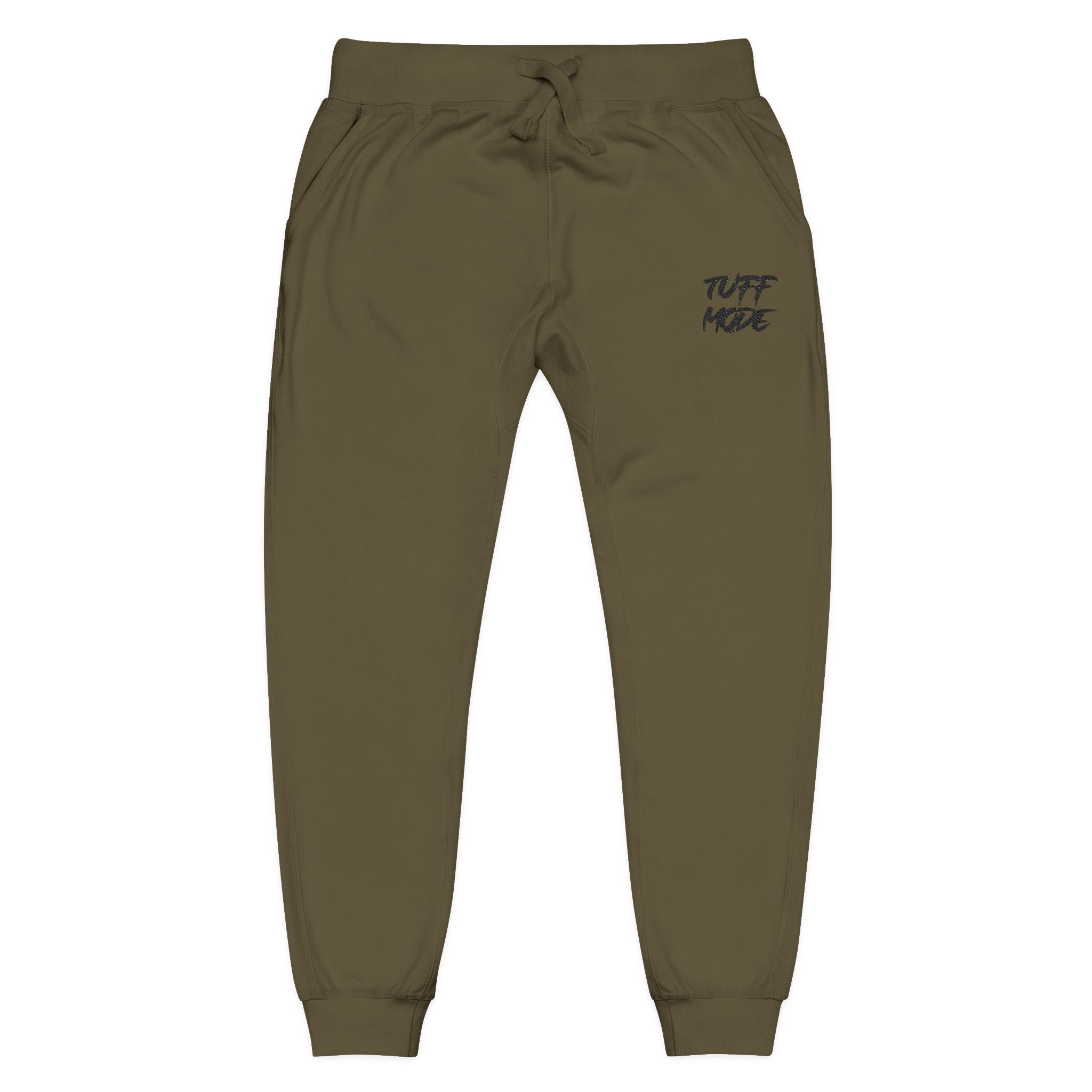Embroidered 'Tuff Mode' Fleece Sweatpants — White Cozy Joggers