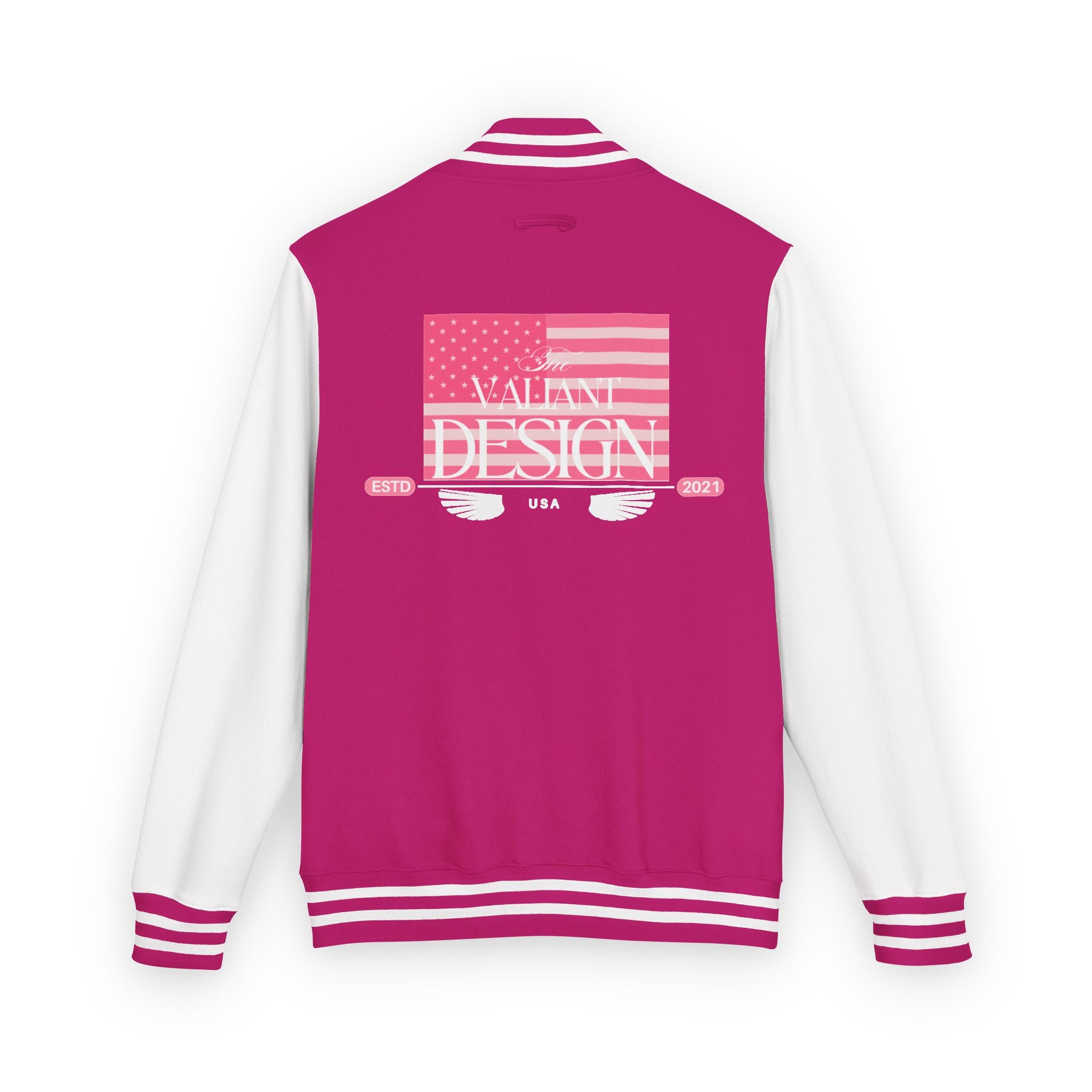 Letterman Jacket — Pink American Flag Skateboard Varsity Jacket