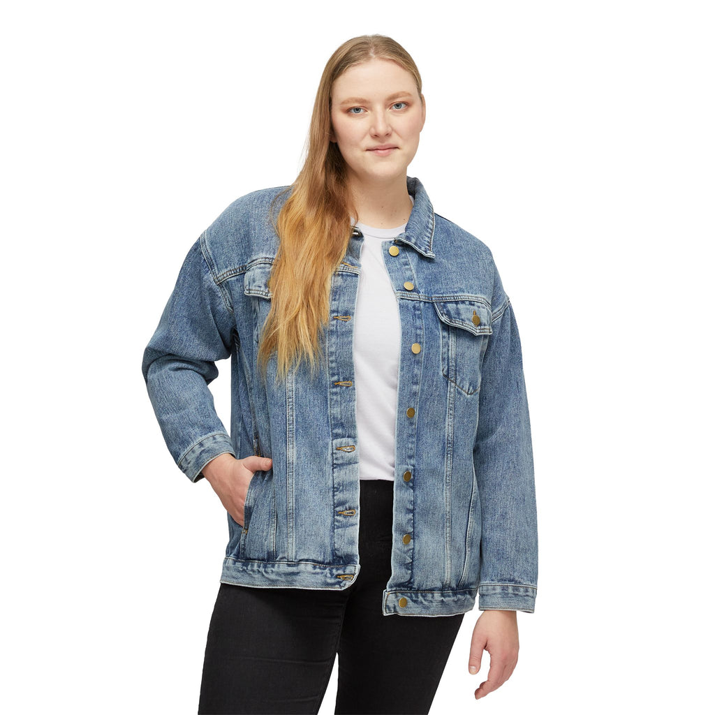 Women's Denim Jacket - 'Valiant' Script Back Graphic Jean Jacket