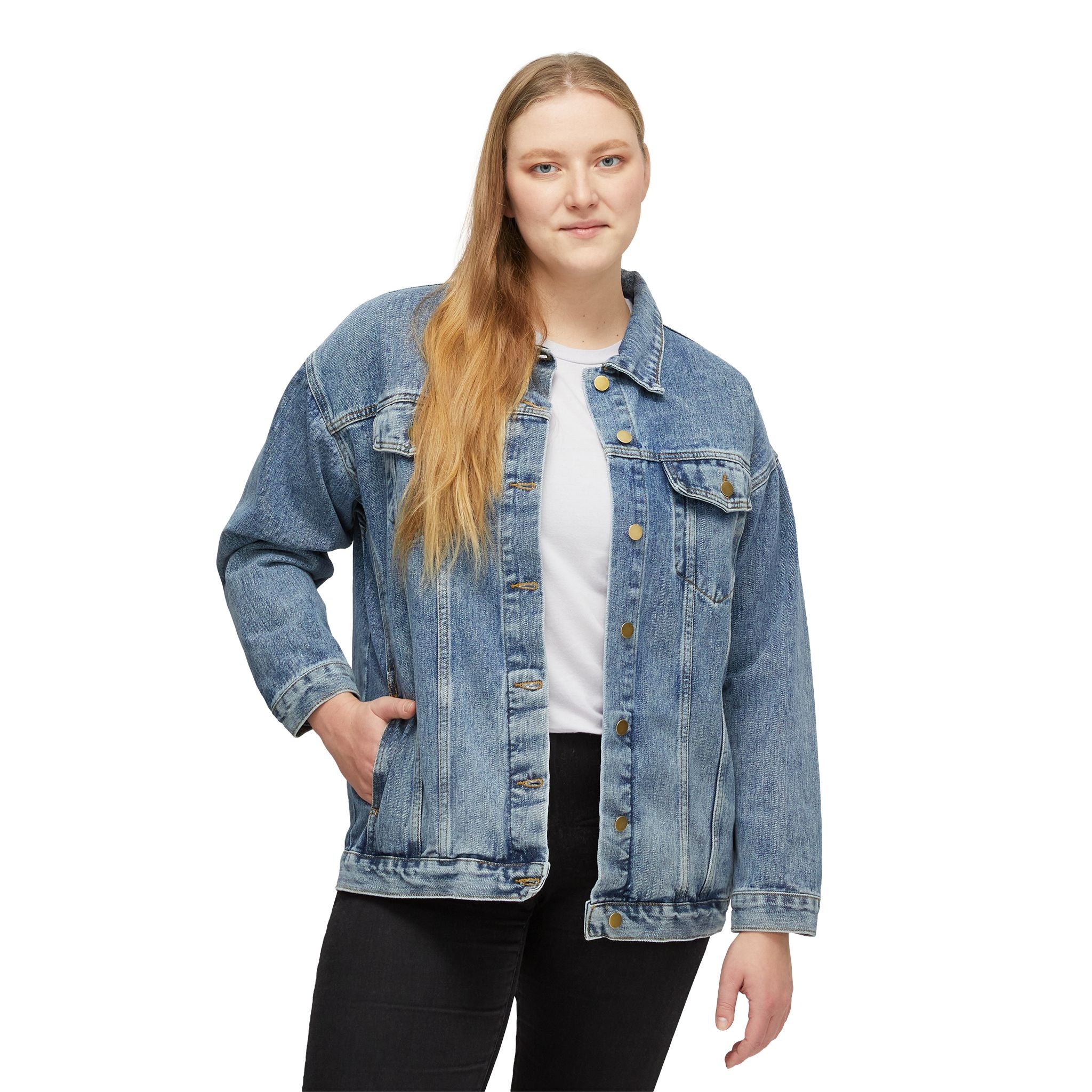 Women's Denim Jacket - 'Valiant' Script Back Graphic Jean Jacket