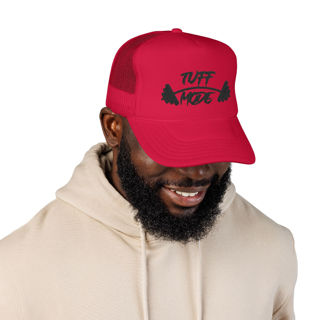 Tuff Mode Trucker Hat – Weightlifting Barbell Foam Mesh Cap