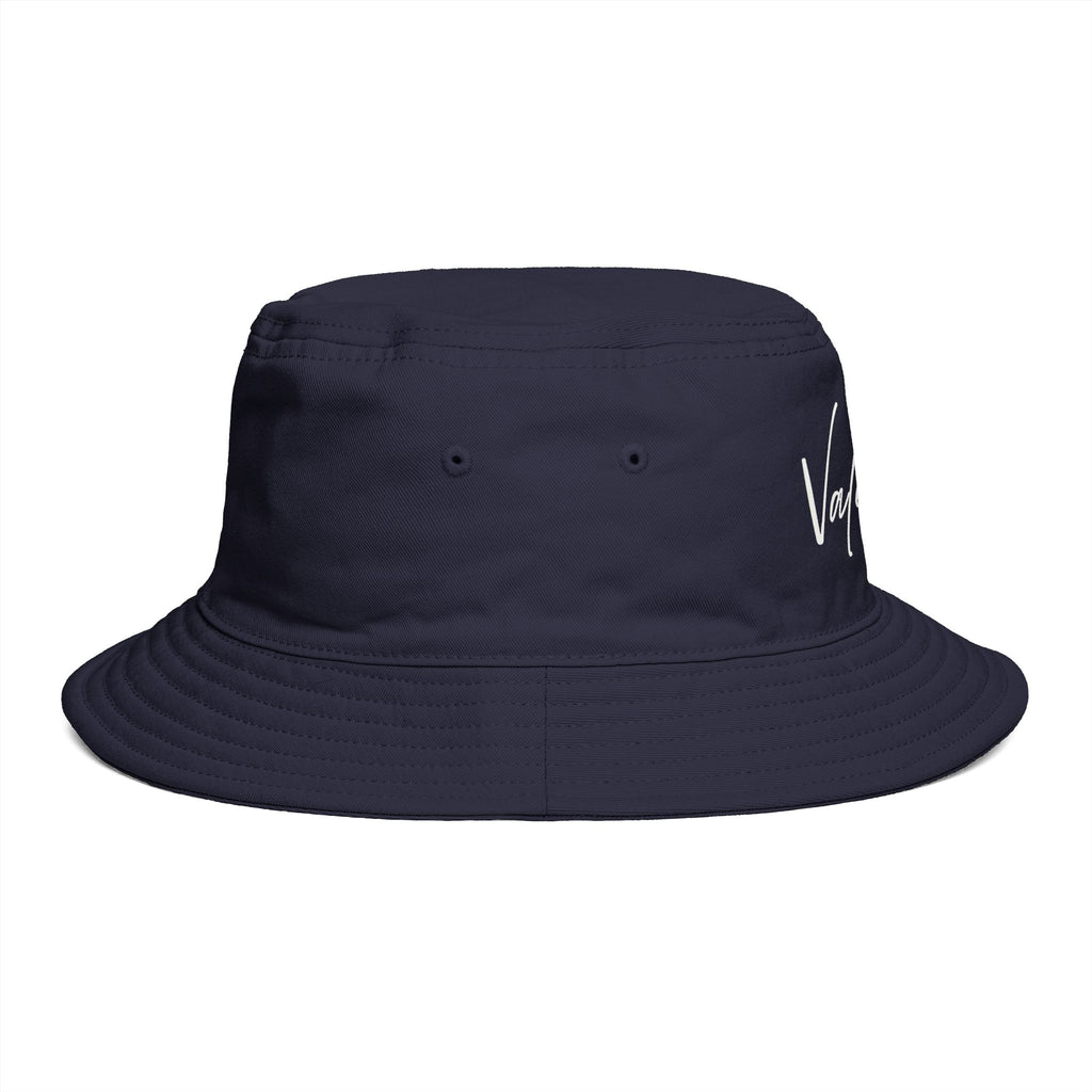 Valiant Script Bucket Hat — Black Casual Sun Hat with 'Valiant' Handwritten Logo