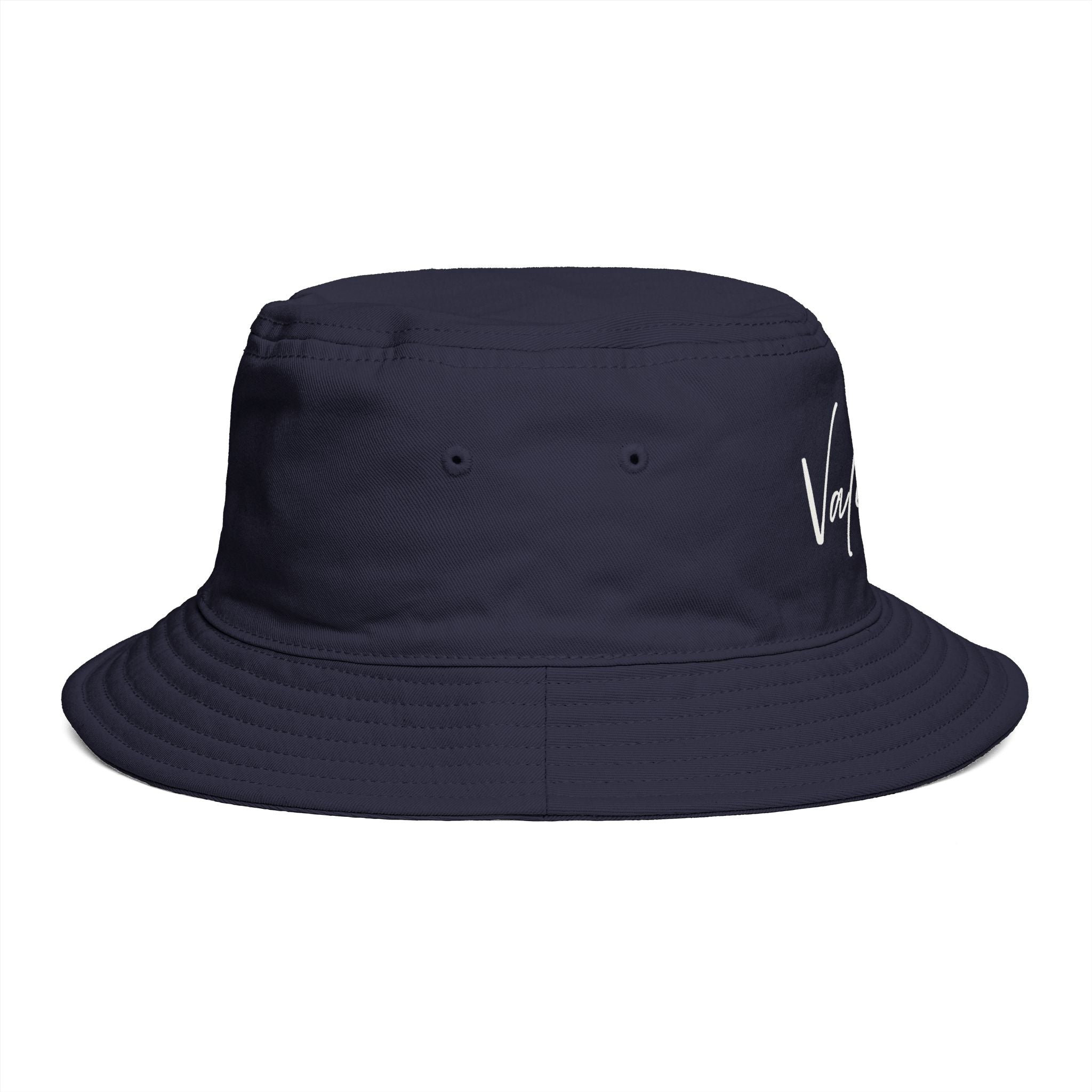 Valiant Script Bucket Hat — Black Casual Sun Hat with 'Valiant' Handwritten Logo