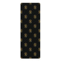 Black Rubber Yoga Mat with Gold Crest Pattern — Non‑Slip Fitness & Pilates Mat