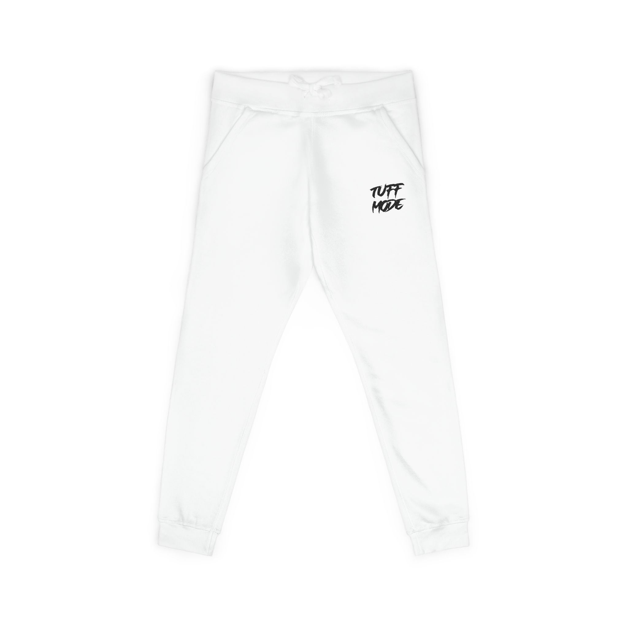 Embroidered 'Tuff Mode' Fleece Sweatpants — White Cozy Joggers