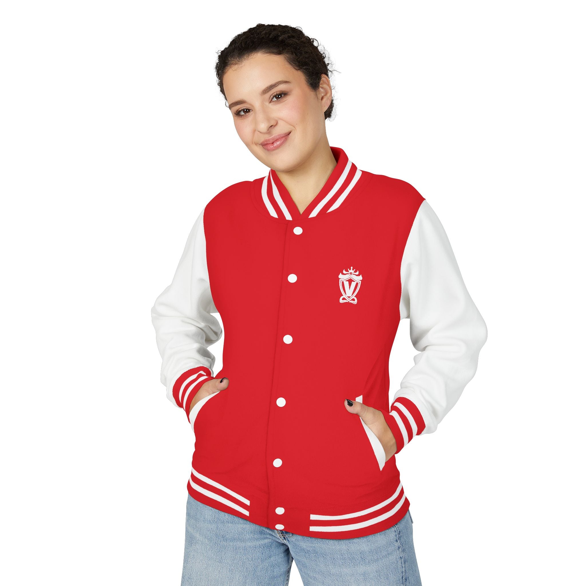 Valiant Script Varsity Jacket - Red & White Letterman Jacket