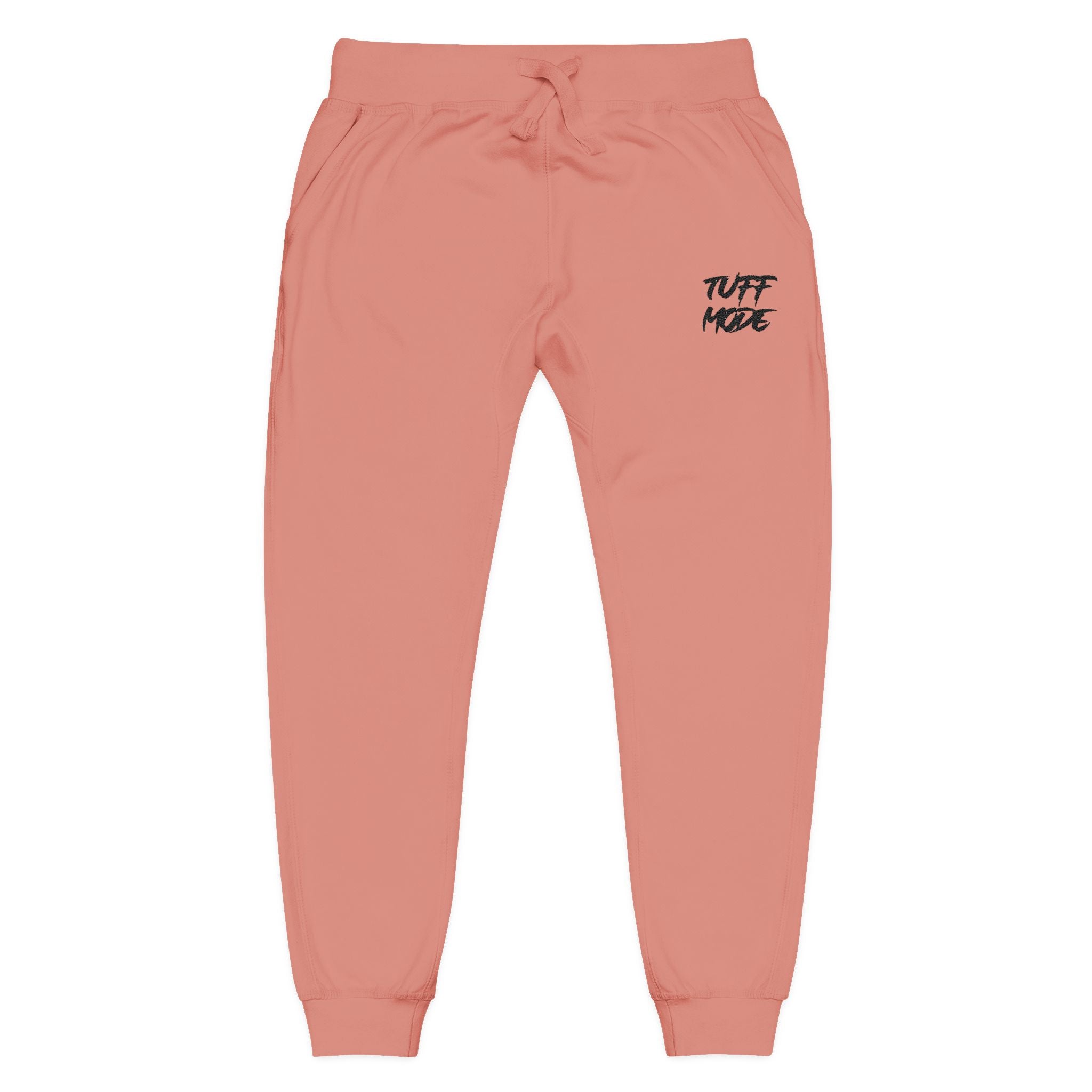Embroidered 'Tuff Mode' Fleece Sweatpants — White Cozy Joggers
