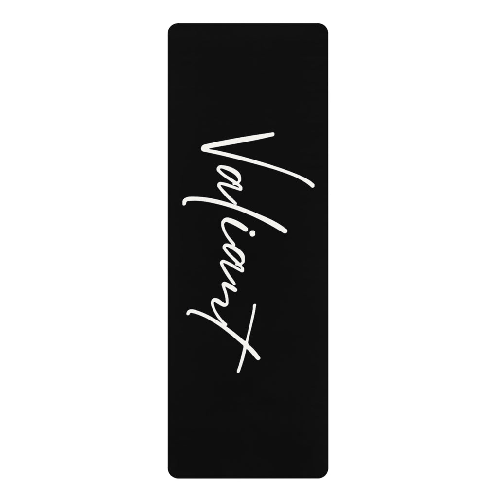Rubber Yoga Mat — Black Script ‘Vajicant’ Non‑Slip Exercise Mat