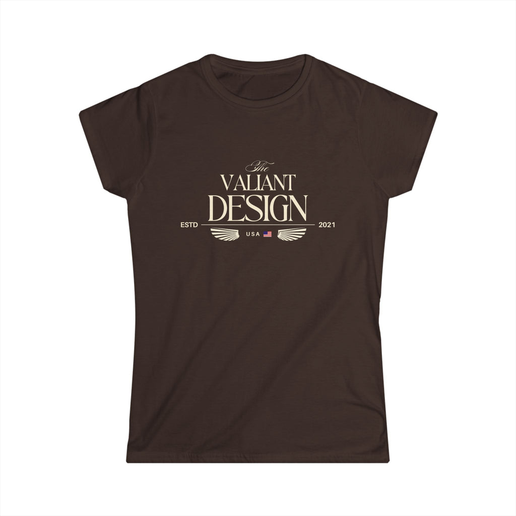 Valiant Design Women's Tee — Vintage Crest Logo Graphic Shirt