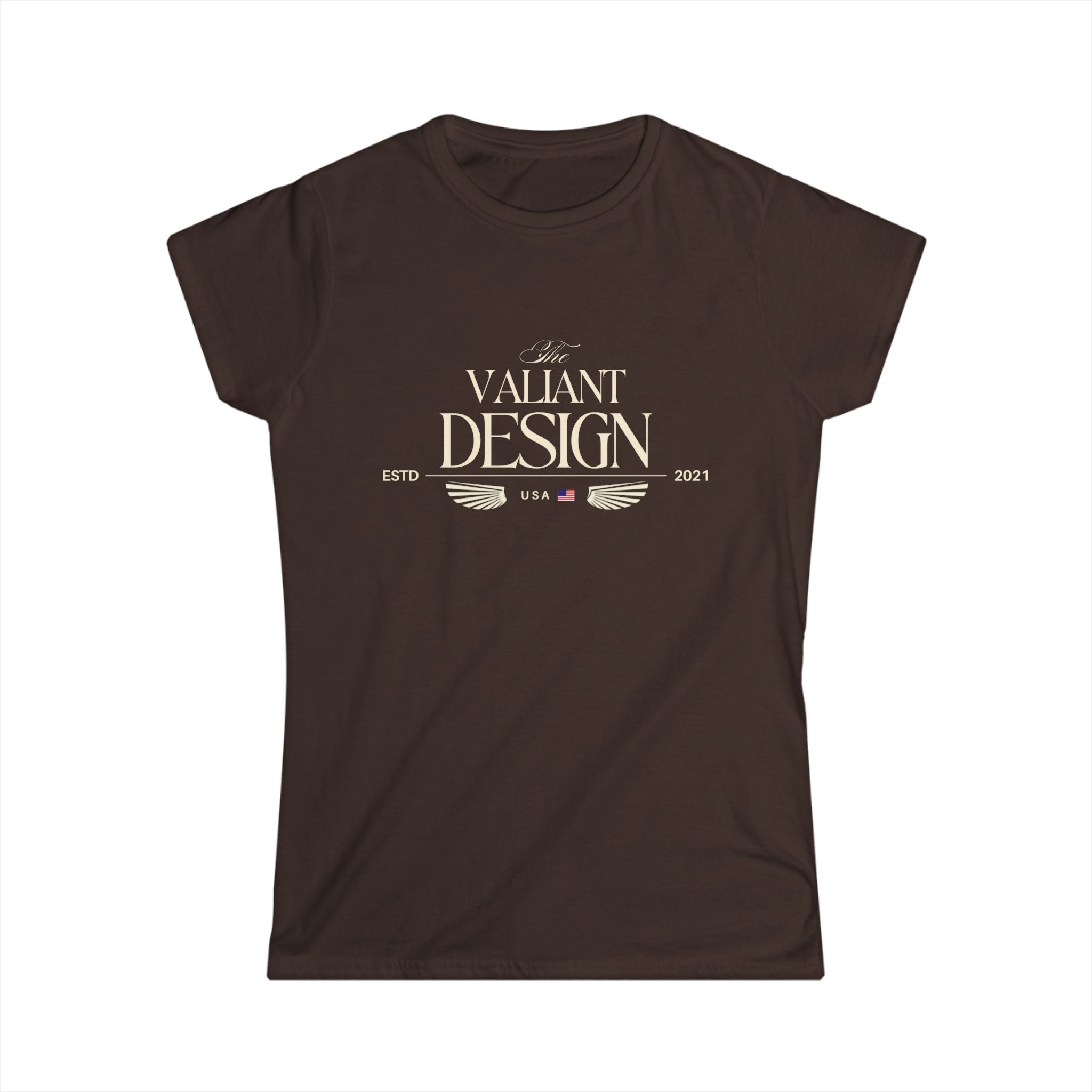 Valiant Design Women's Tee — Vintage Crest Logo Graphic Shirt