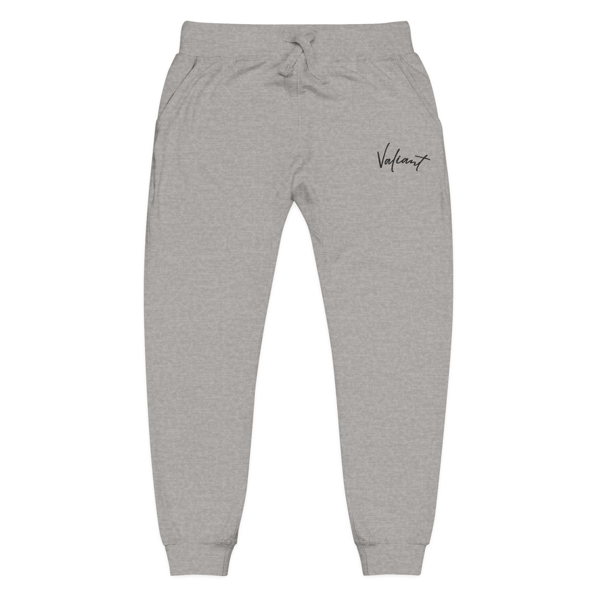 Valiant Embroidered Fleece Sweatpants — Cozy Casual Joggers