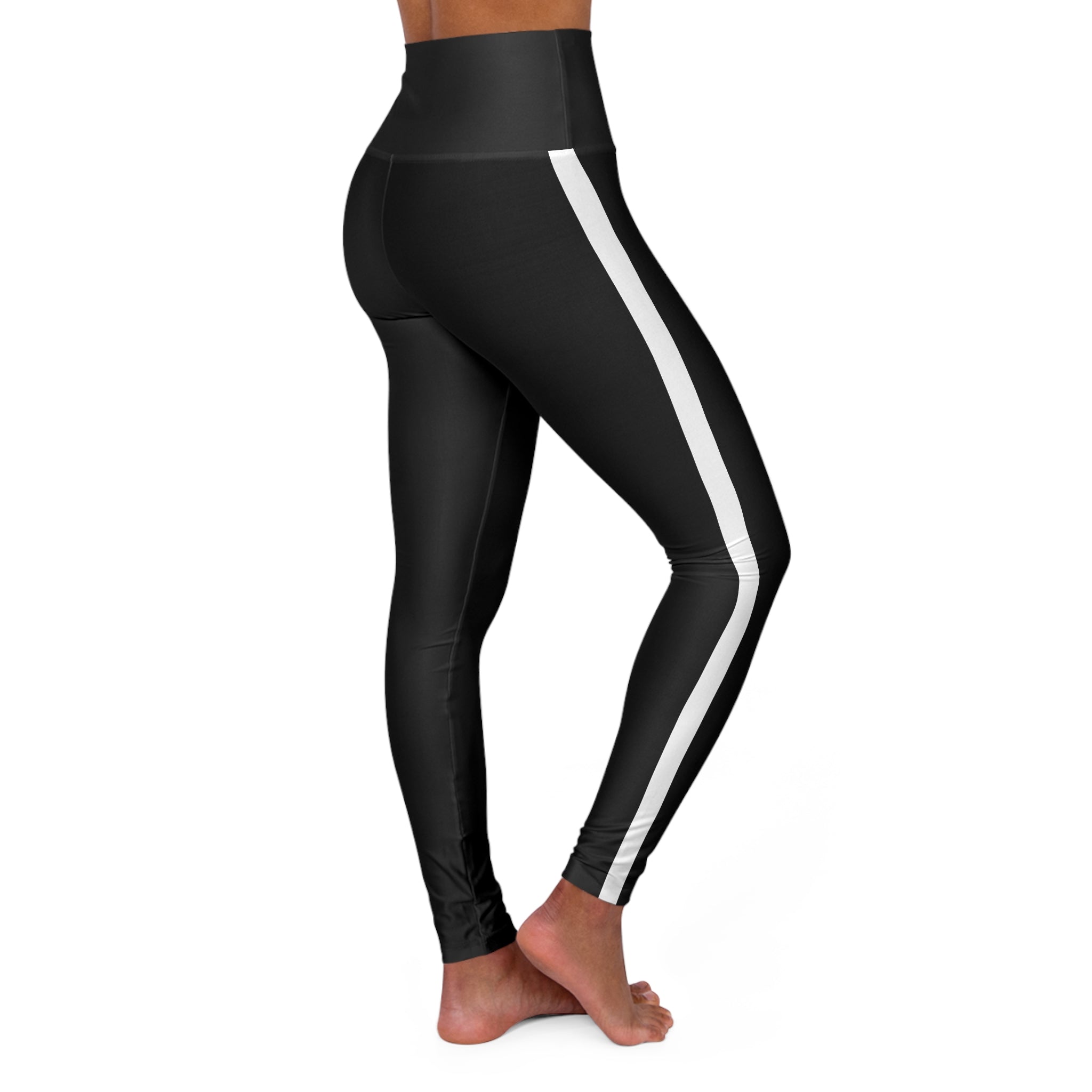 High-Waist Black Yoga Leggings with 'Valencia' Script