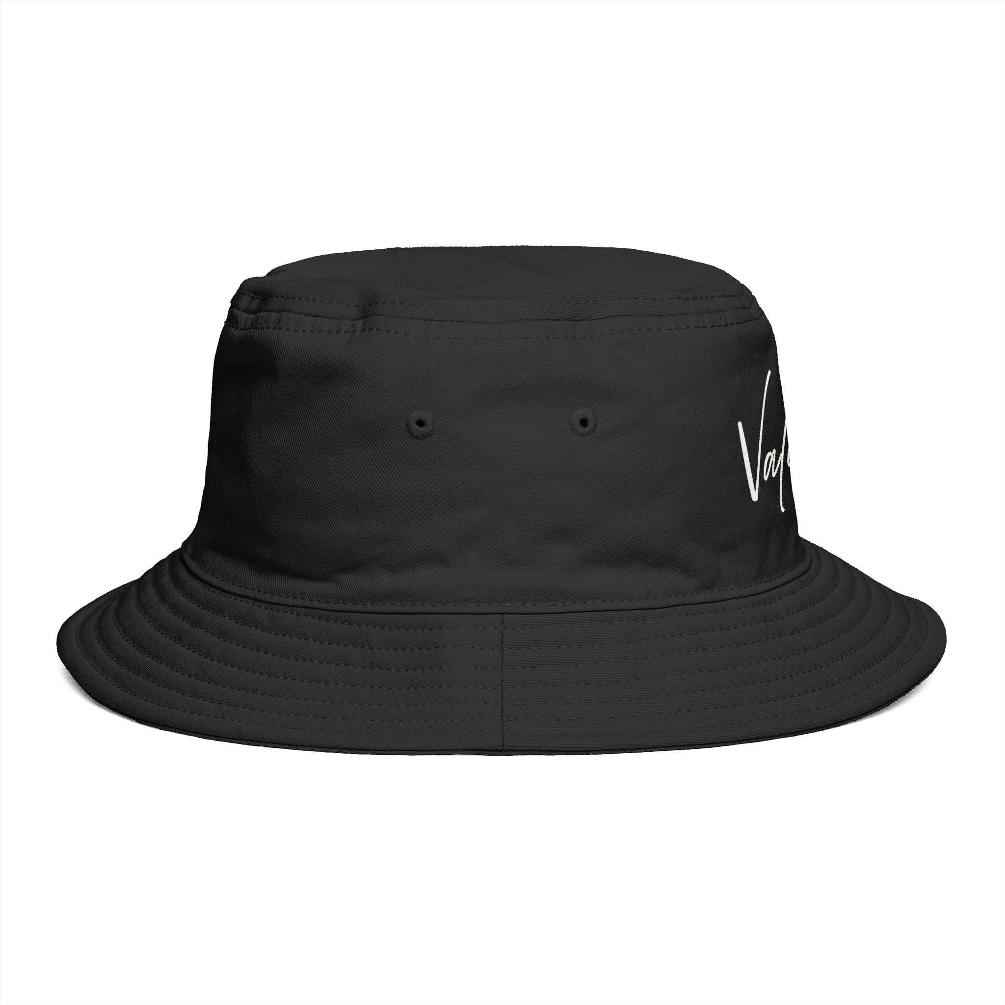 Valiant Script Bucket Hat — Black Casual Sun Hat with 'Valiant' Handwritten Logo