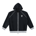 Striped Trim Zip-Up Hoodie