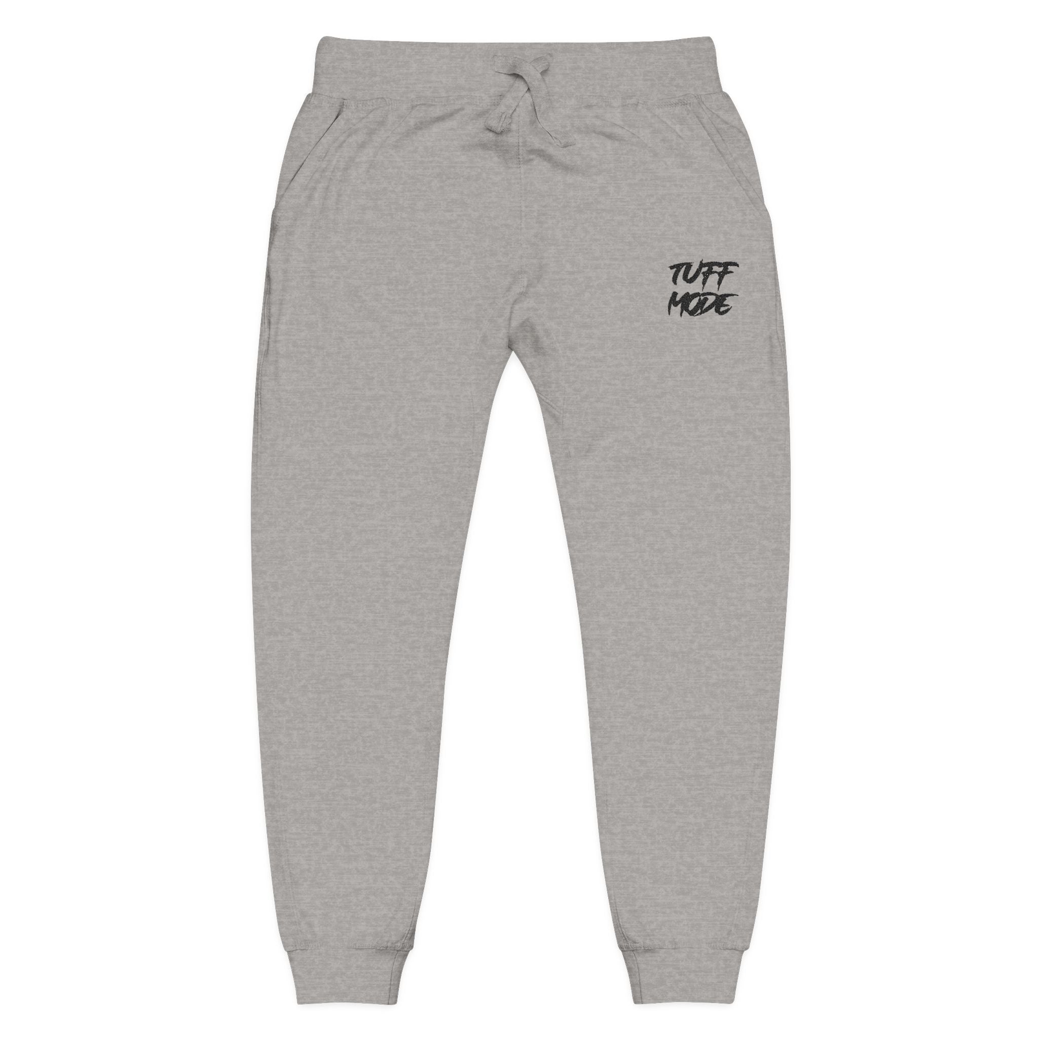 Embroidered 'Tuff Mode' Fleece Sweatpants — White Cozy Joggers