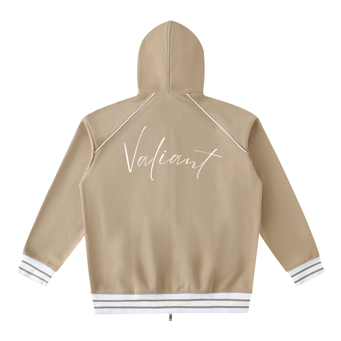 Striped Trim Zip-Up Hoodie