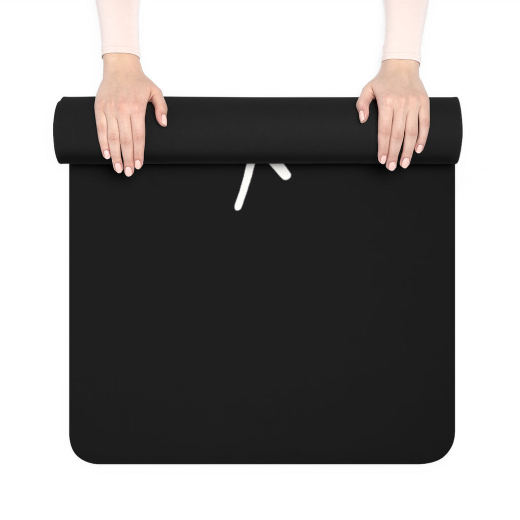 Rubber Yoga Mat — Black Script ‘Vajicant’ Non‑Slip Exercise Mat