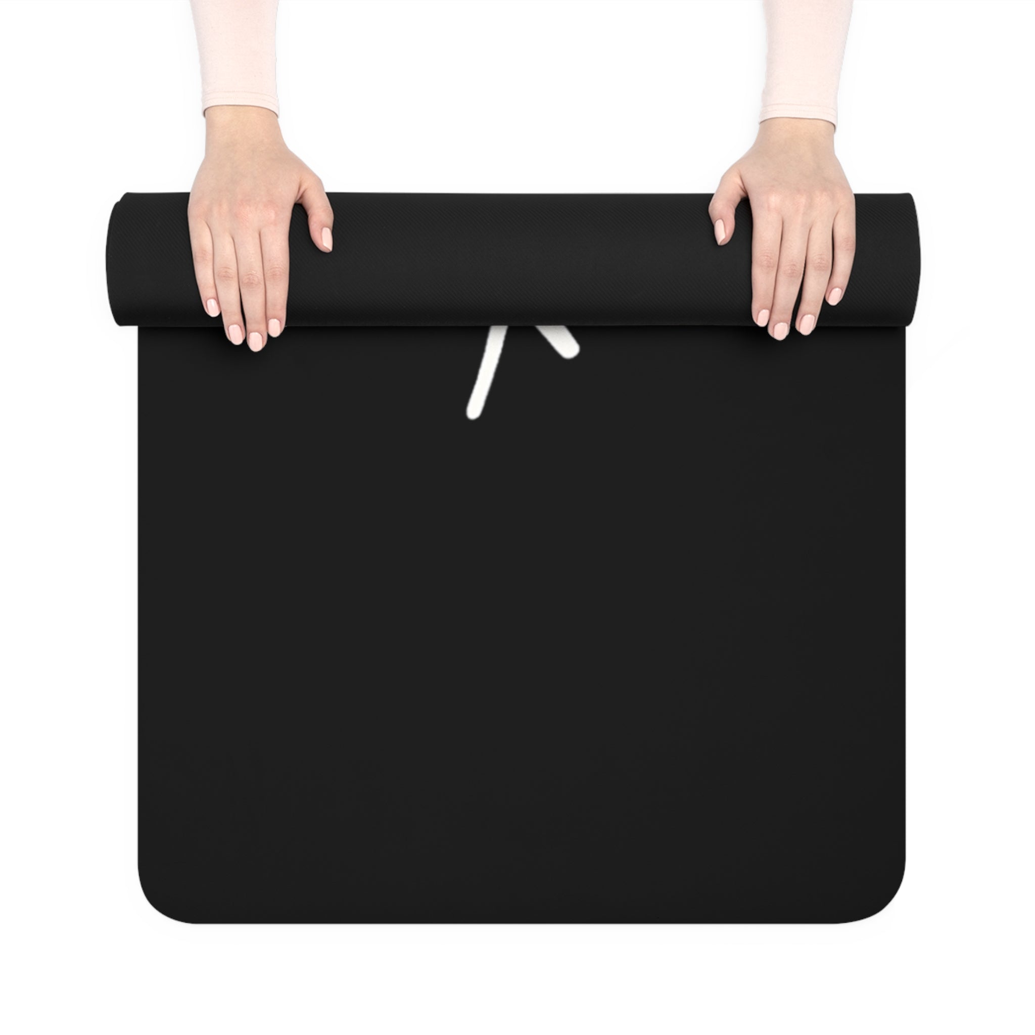 Rubber Yoga Mat — Black Script ‘Vajicant’ Non‑Slip Exercise Mat