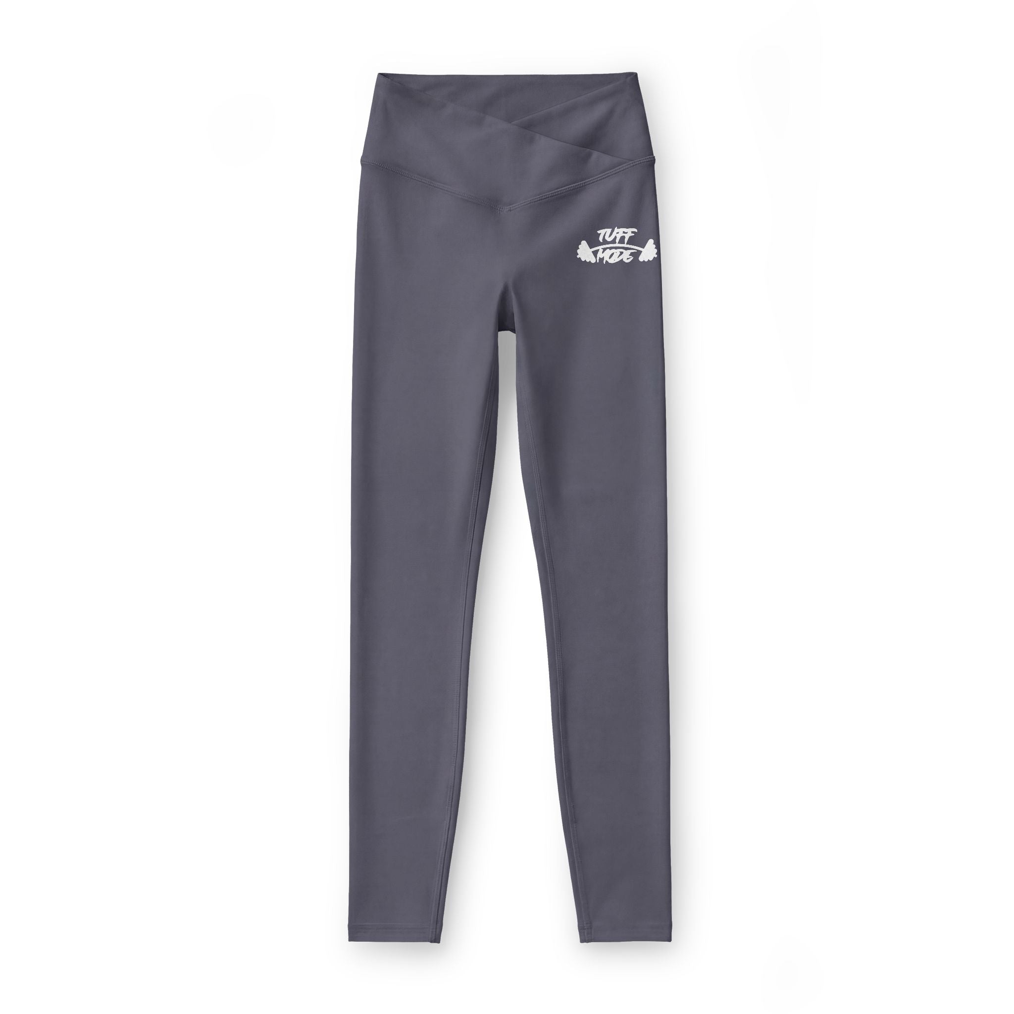 Women’s Luxe Leggings — Black High-Waist Yoga Leggings with Small White 'Tuff Mode' Graphic