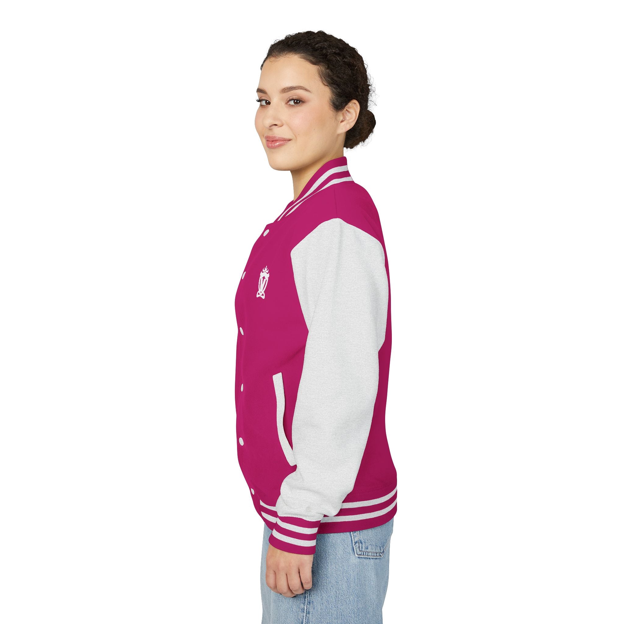 Letterman Jacket — Pink American Flag Skateboard Varsity Jacket