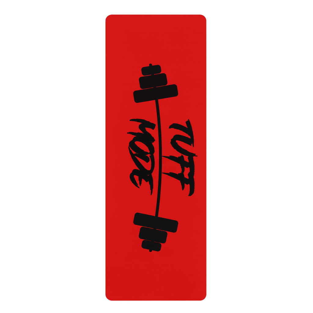 Rubber Yoga Mat — Bold Red 'Tuff Love' Barbell Fitness Mat