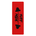 Rubber Yoga Mat — Bold Red 'Tuff Love' Barbell Fitness Mat