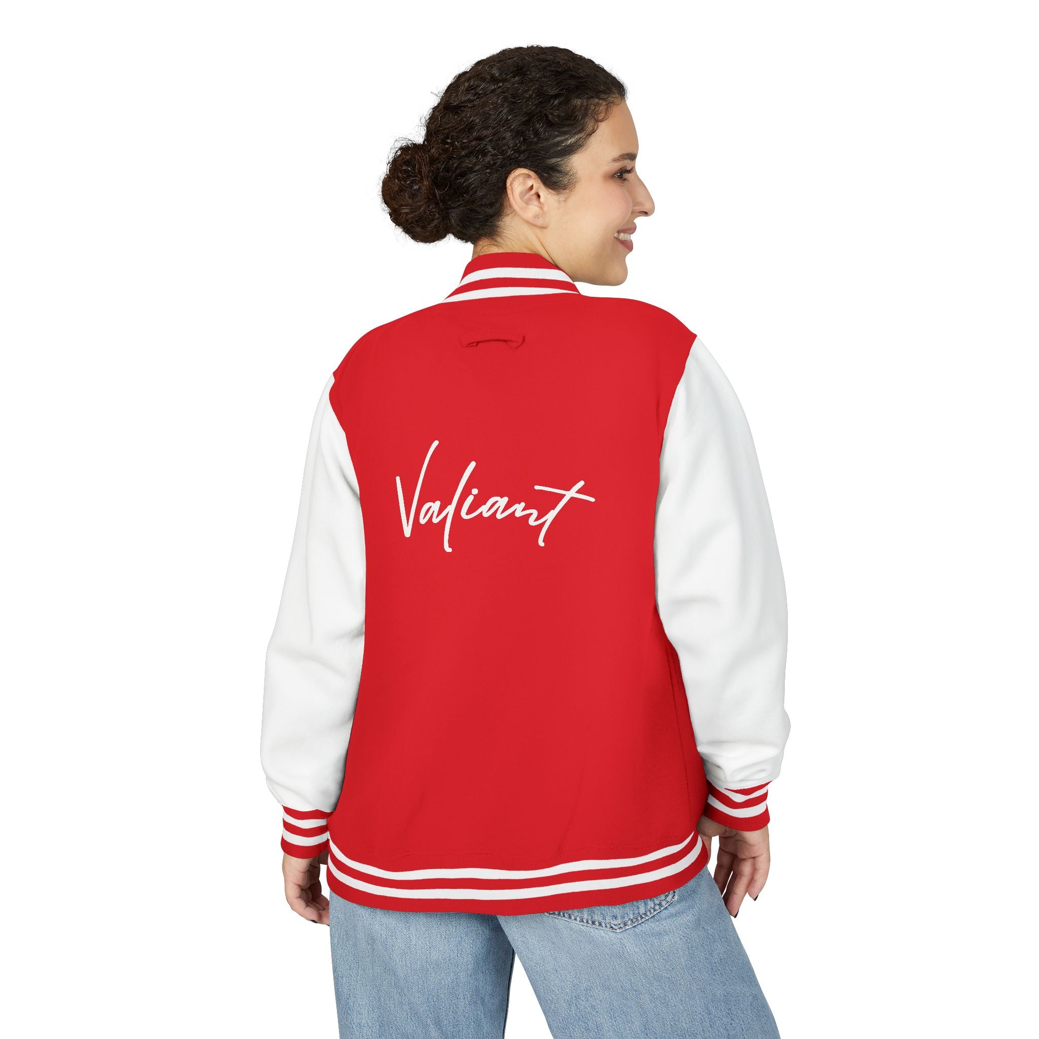Valiant Script Varsity Jacket - Red & White Letterman Jacket