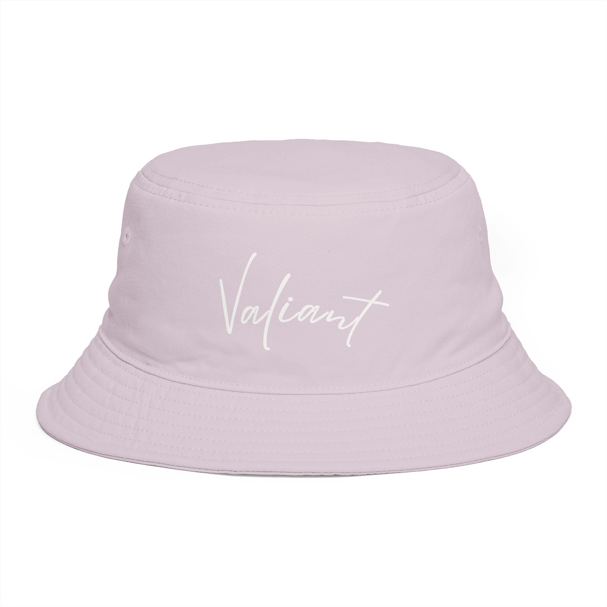 Valiant Script Bucket Hat — Black Casual Sun Hat with 'Valiant' Handwritten Logo