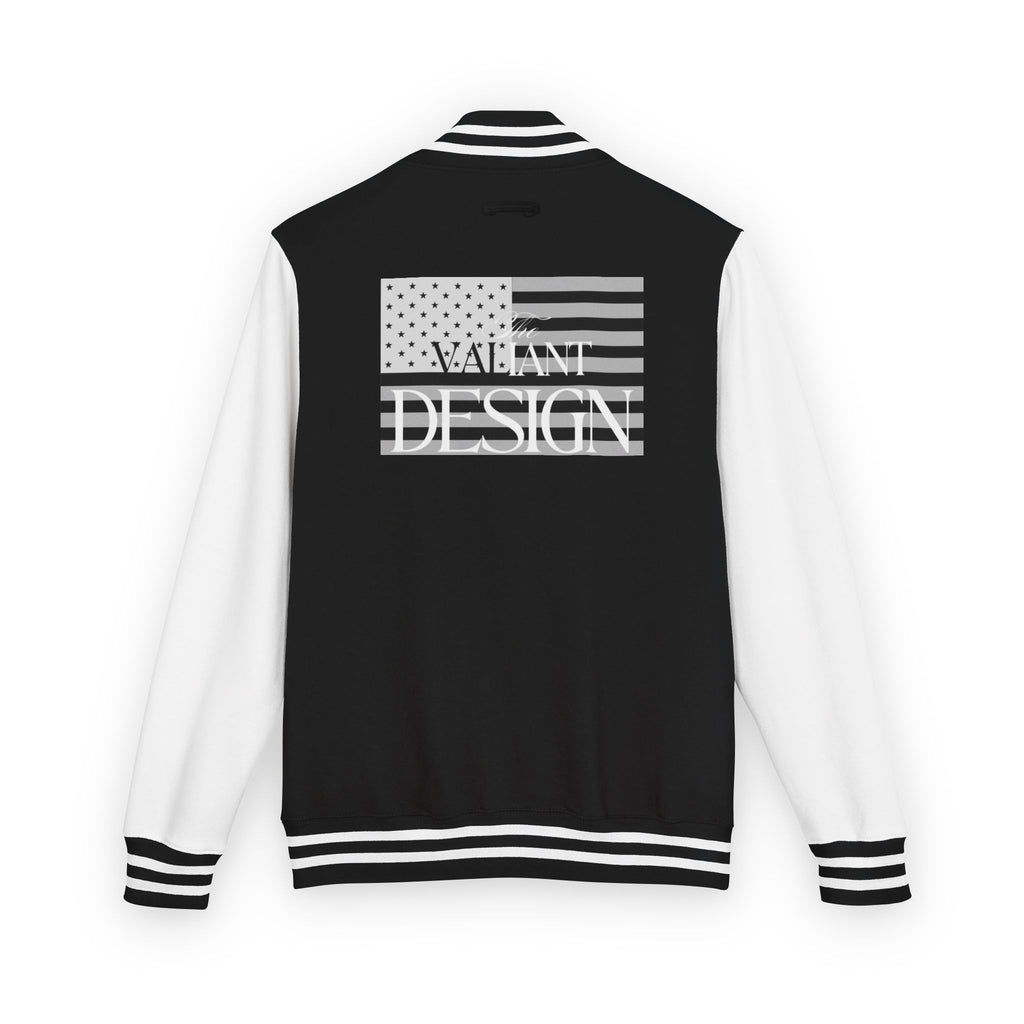 Letterman Jacket — 'Valiant Design' Script Logo with Monochrome American Flag