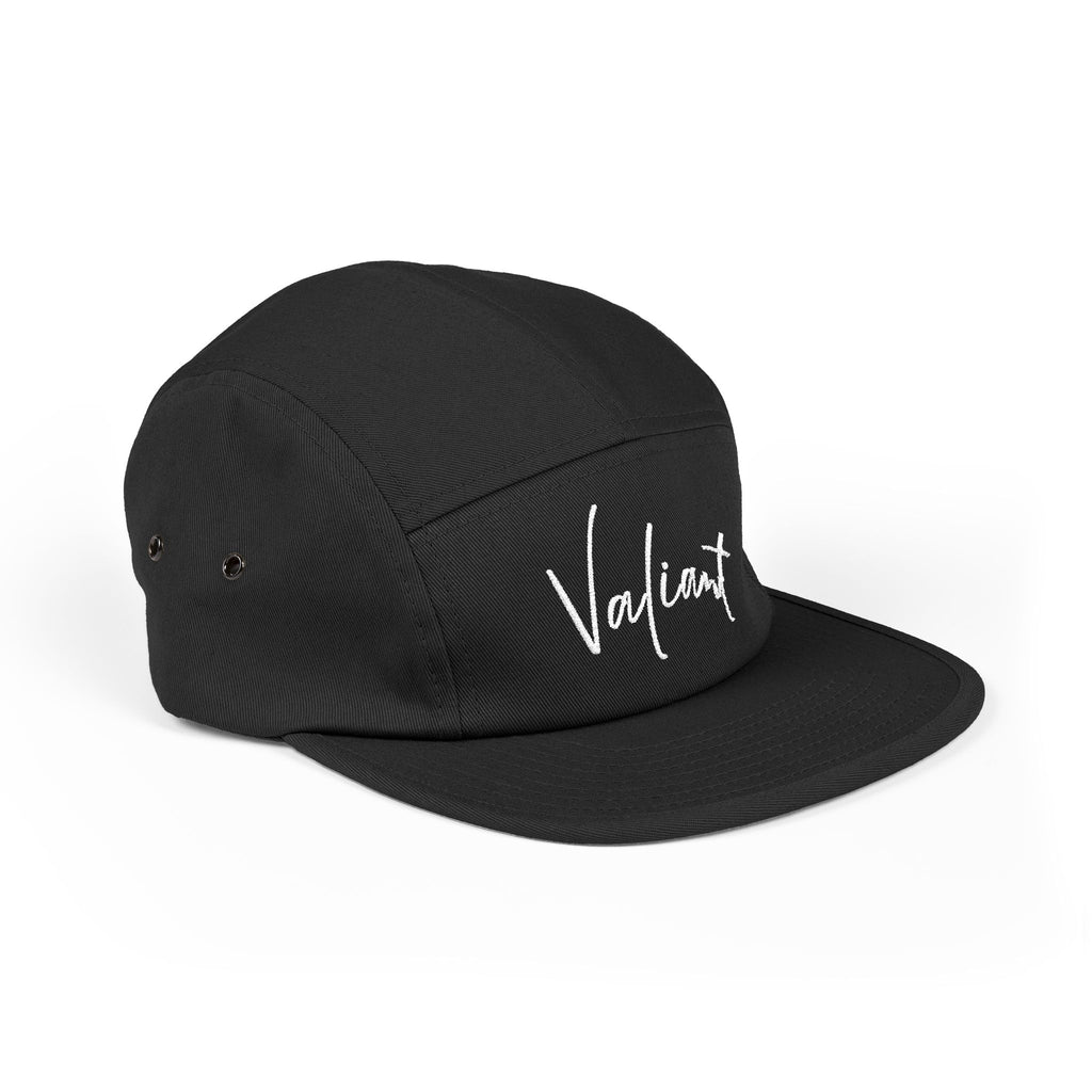 Valiant Embroidered 5-Panel Cap — Olive Casual Script Hat