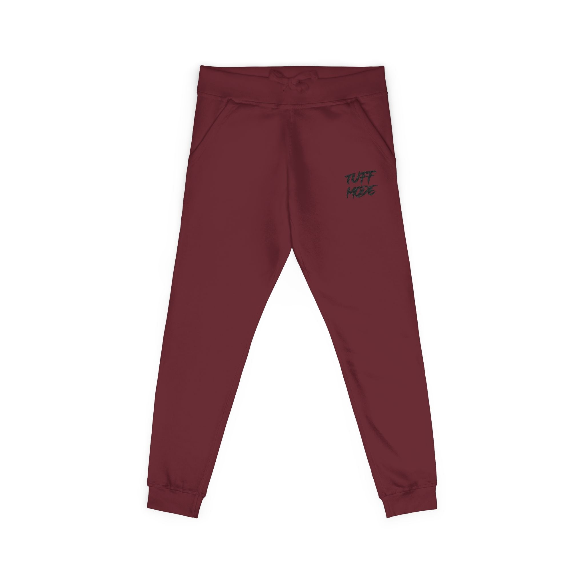 Embroidered 'Tuff Mode' Fleece Sweatpants — White Cozy Joggers