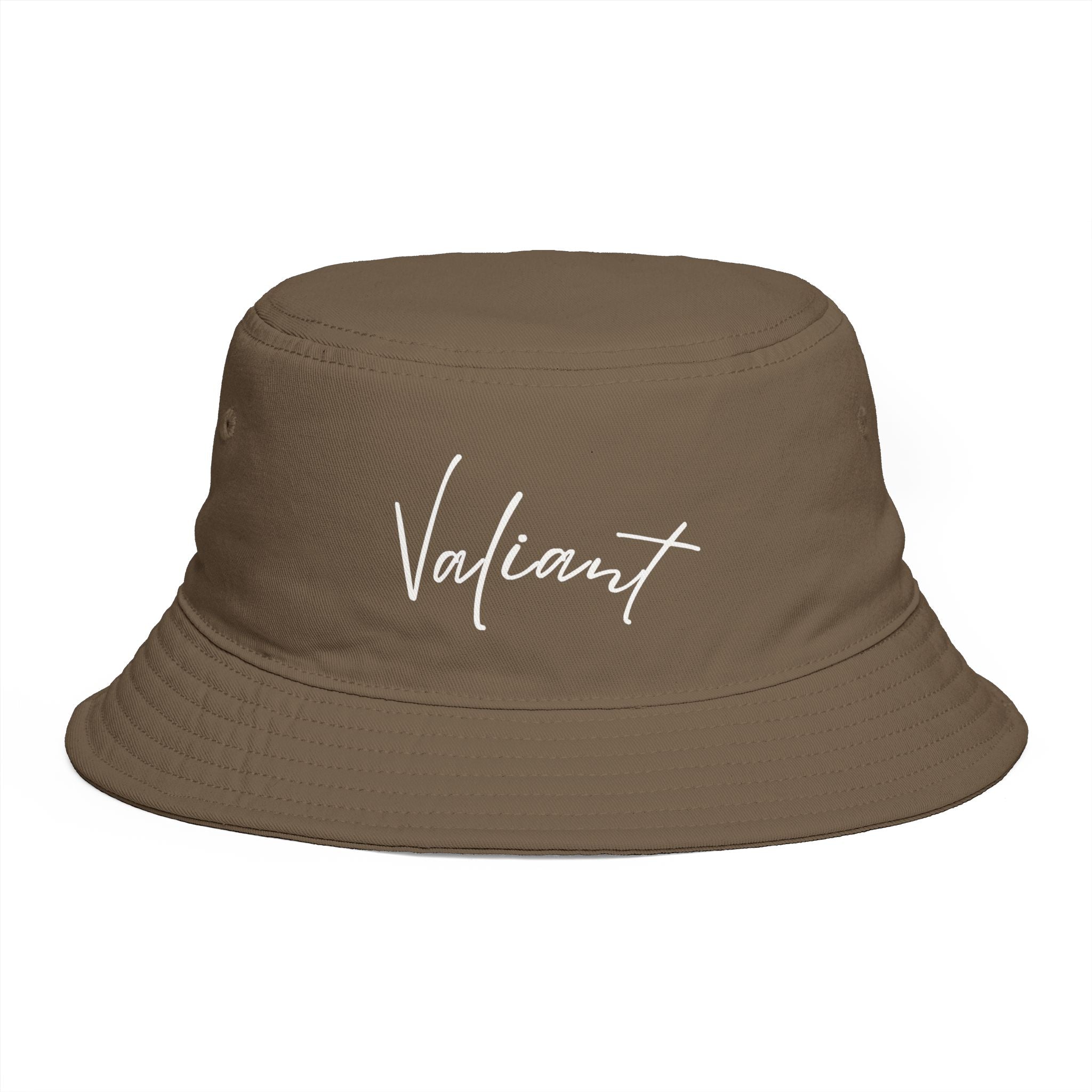 Valiant Script Bucket Hat — Black Casual Sun Hat with 'Valiant' Handwritten Logo