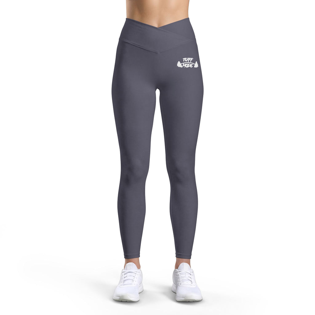 Women’s Luxe Leggings — Black High-Waist Yoga Leggings with Small White 'Tuff Mode' Graphic