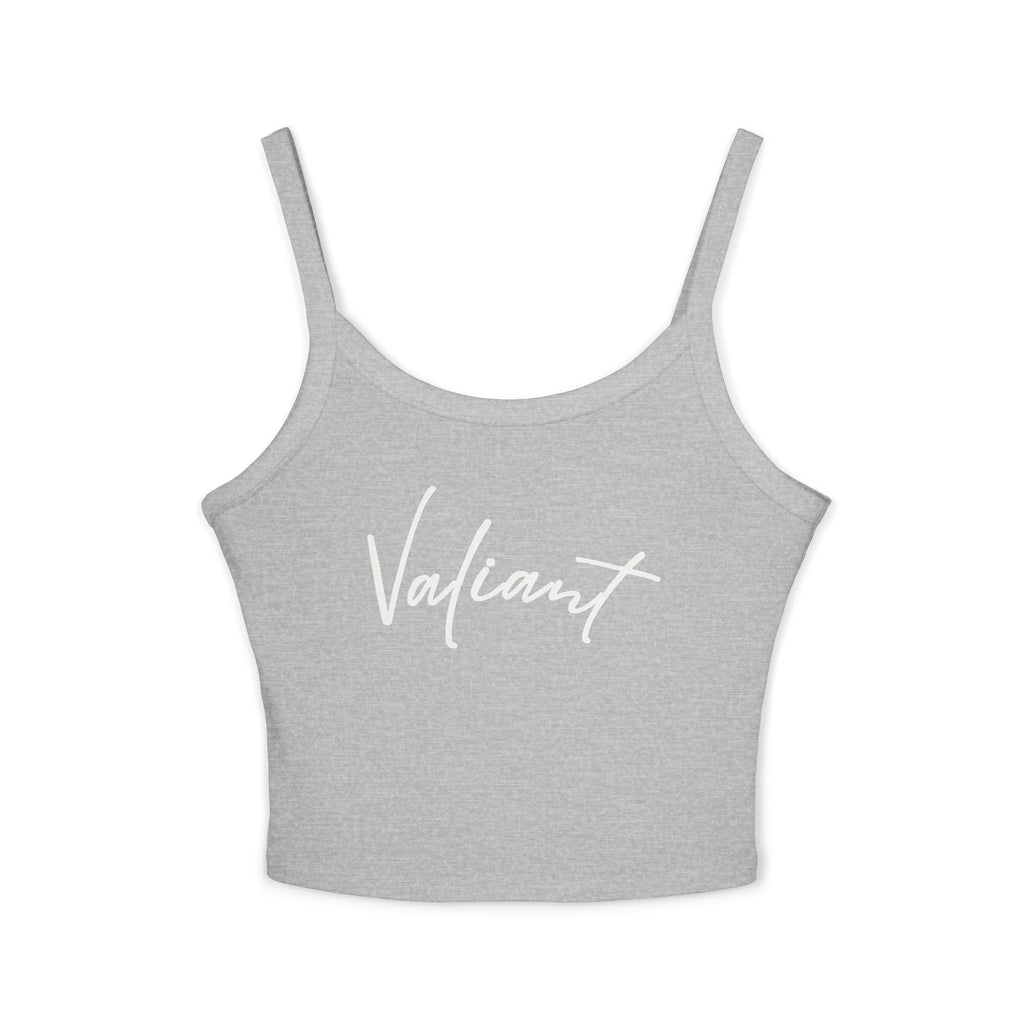Valiant Script Spaghetti Strap Tank Top — Feminine Casual Crop