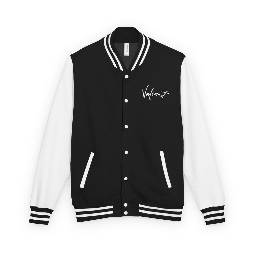 Letterman Jacket — 'Valiant Design' Script Logo with Monochrome American Flag