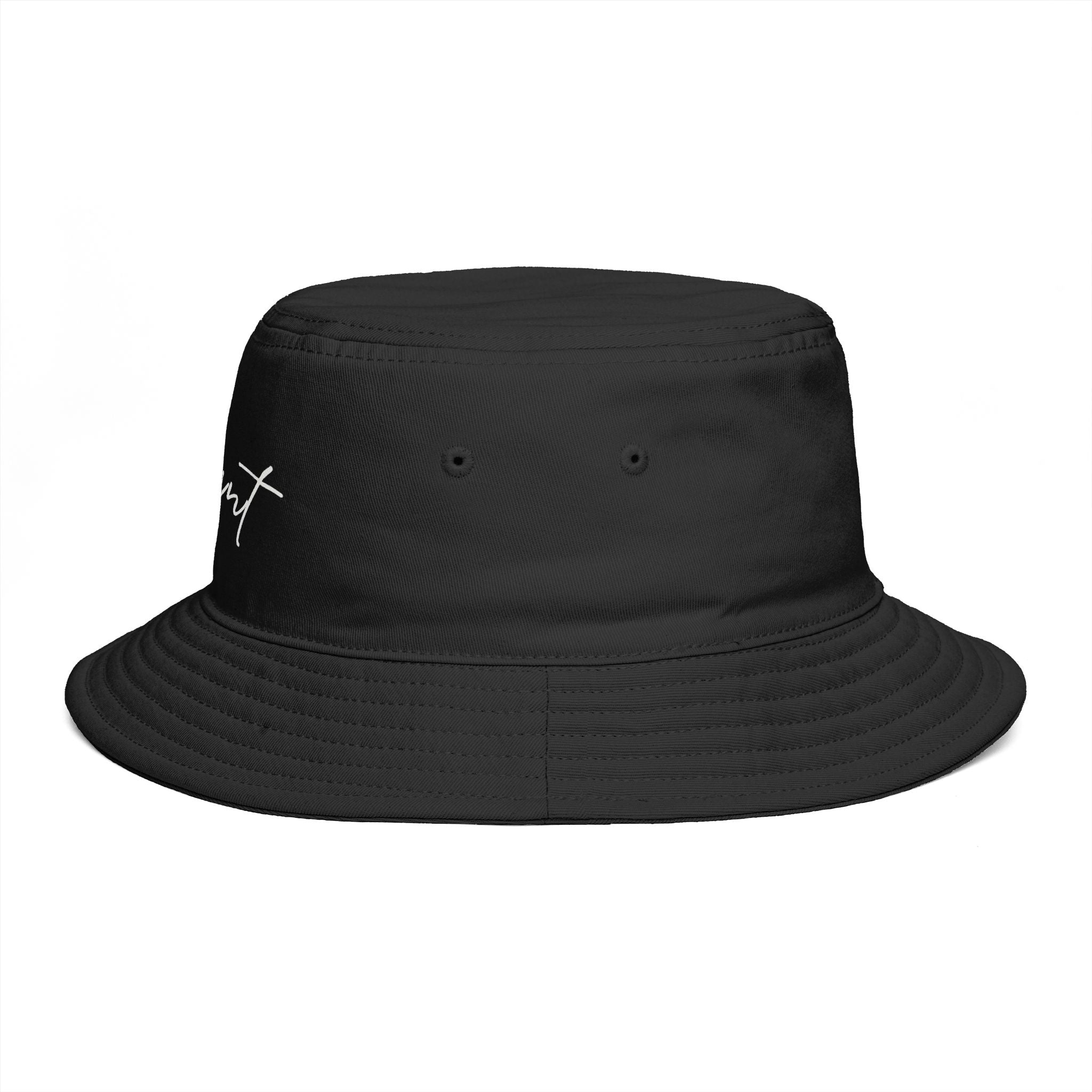 Valiant Script Bucket Hat — Black Casual Sun Hat with 'Valiant' Handwritten Logo