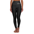High-Waist Black Yoga Leggings with 'Valencia' Script